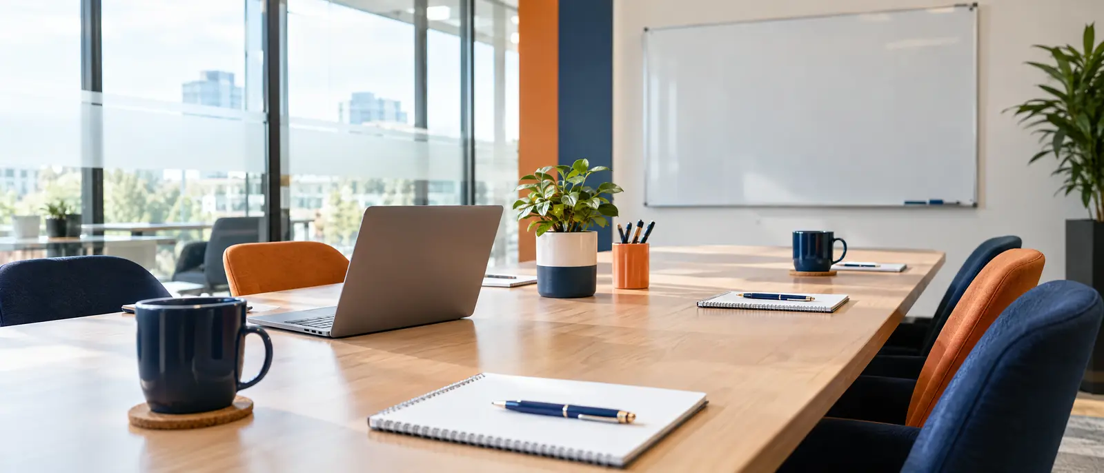 Illustrative image (AI-generated): meeting room for company courses
